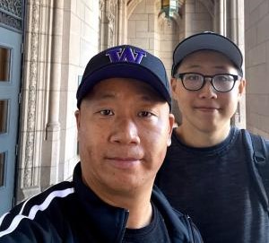 Louis Zheng and his father exploring the UW campus.