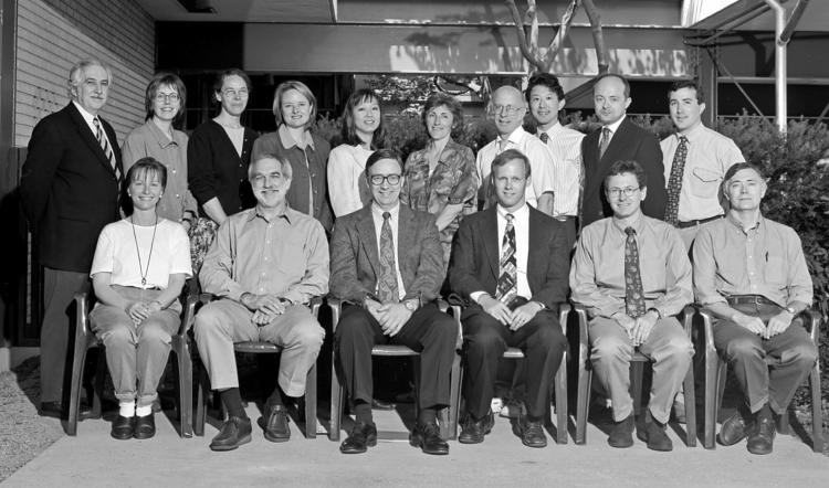 Dr. Fleckman (1st row, 2nd from left) with the UW Dermatology faculty team in 1998.