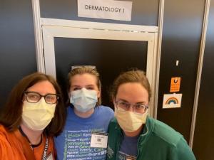 Drs. Andrea Kalus, Anna Tappel, Emily Duffy volunteering at the 2023 Seattle King County Clinic.
