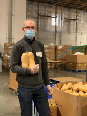 Dr. Roy with one out of the one TON of squash sorted