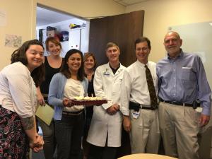 Dr. Fleckman with staff and faculty at the Roosevelt Dermatology Center.