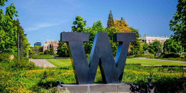 Large W sign on UW Campus