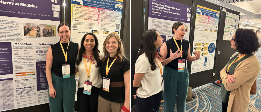 Former residents and current UW Dermatology faculty members Drs. Caitlin Crimp and Mariam Alam presenting their research on Narrative Medicine at the 2024 ACGME Annual Educational Conference in Orlando.