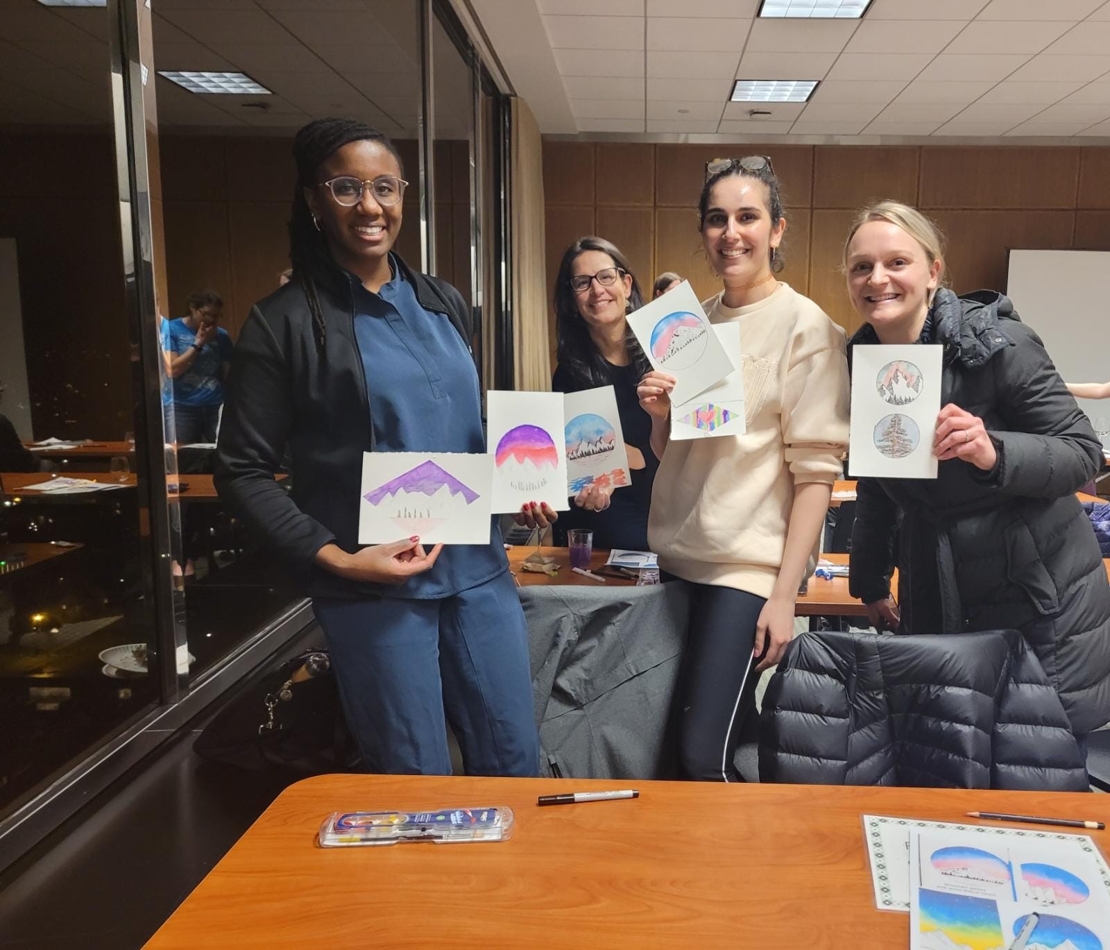Residents at painting event