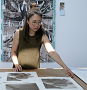 Lucy Kim working on prints