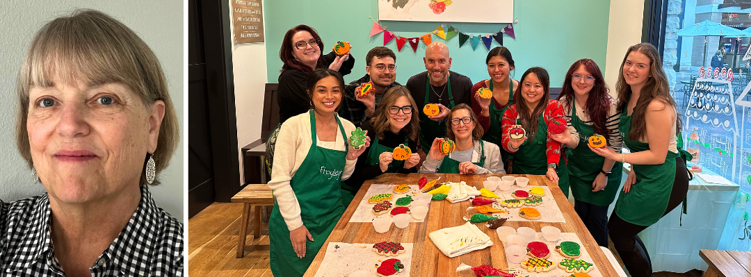 Betsy Williams and staff decorating cookies 