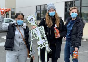 Residents Drs. Ward, Crimp and Tappel feeling festive outside Food Lifeline